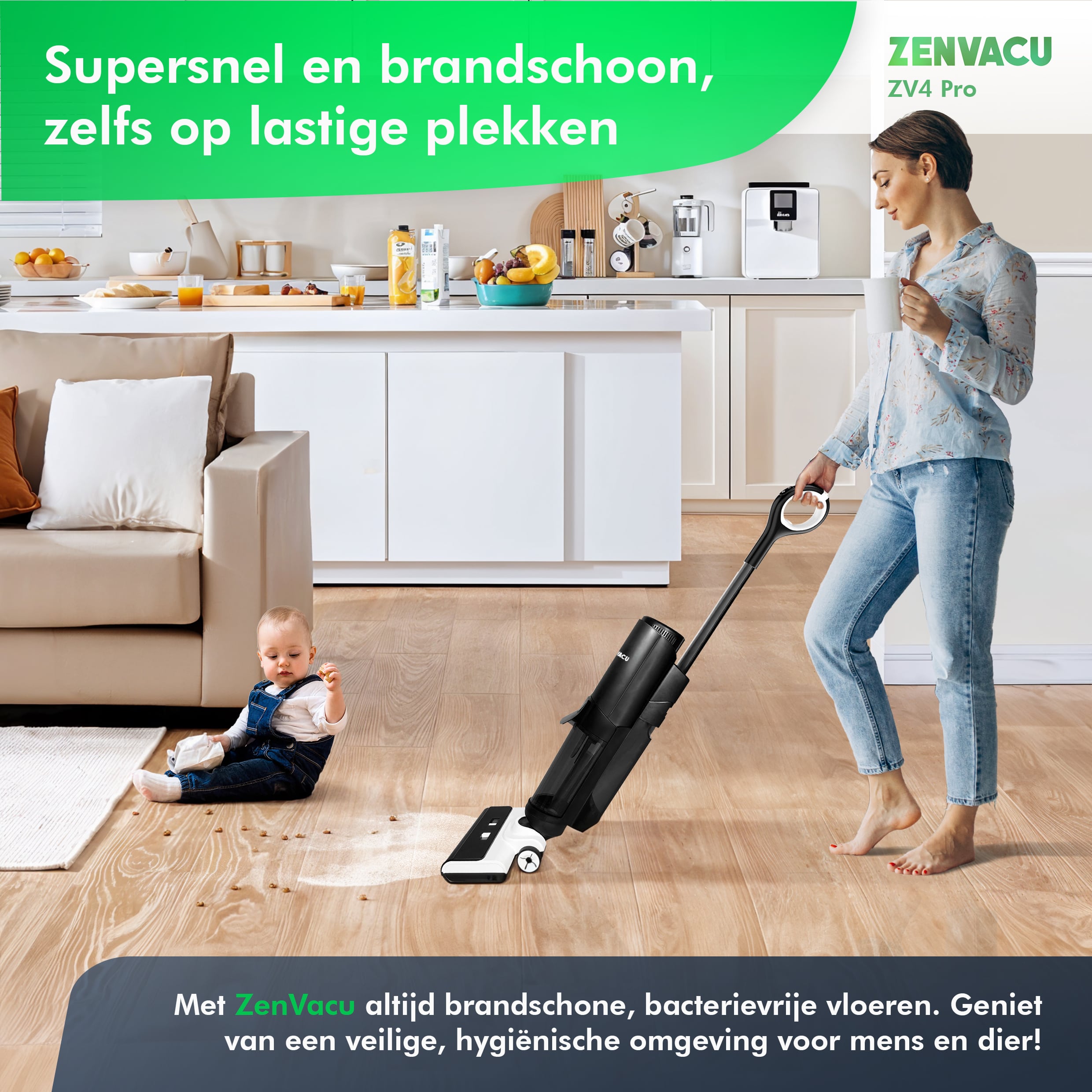 ZenVacu ZV4 Pro Steelstofzuiger met Dweilfunctie